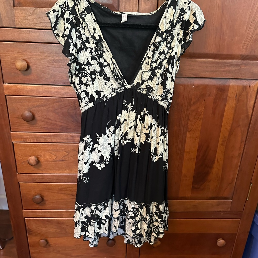 Free People Black and White Floral Mini Dress